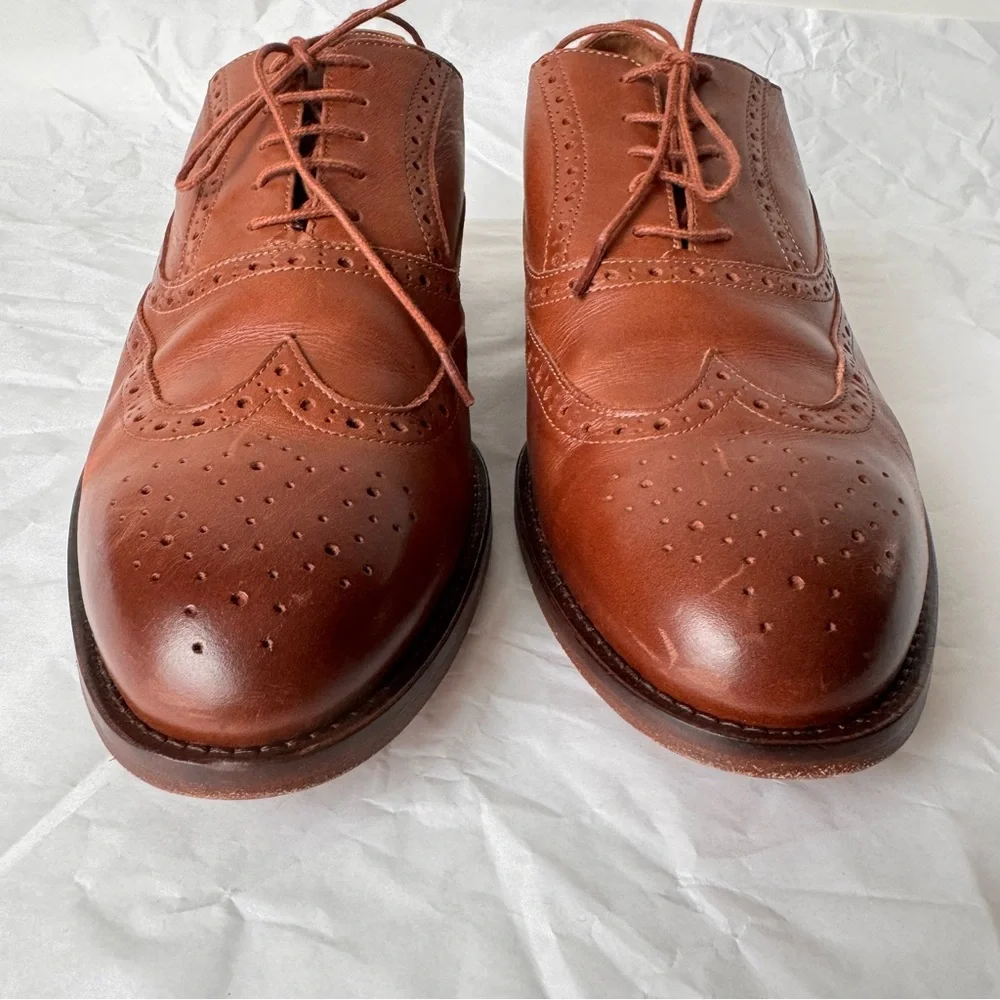 McCarren & Sons Tan Brown Brogued Oxfords Genuine Leather